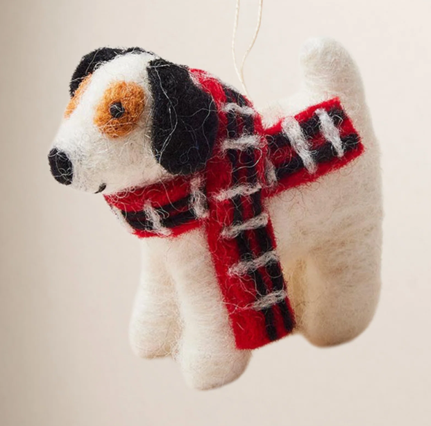 🐶❤️ White Woolen Dog with Red Scarf